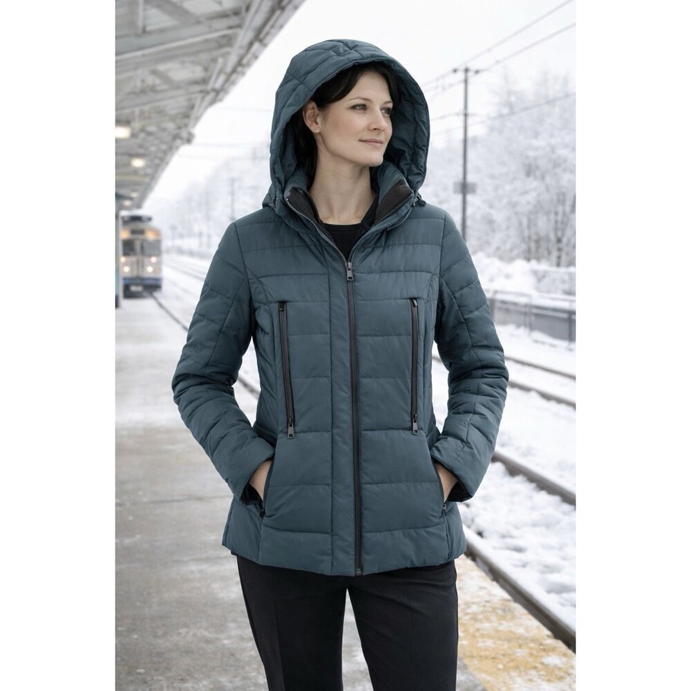 Zara XS Teal Green Down Puffer Jacket Fitted Insulated Winter Ski Coat Gorp Cold